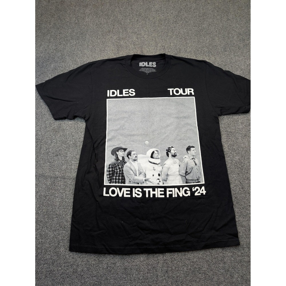 IDLES Shirt Mens Large Black Love Is The Fing 24 Tour Concert Band Tee Graphic